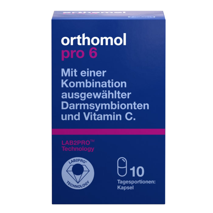 Orthomol Pro 6 Kapseln - mit einer Kombination ausgewählter Darmsymbionten und Vitamin C, 10 St. Tagesportionen