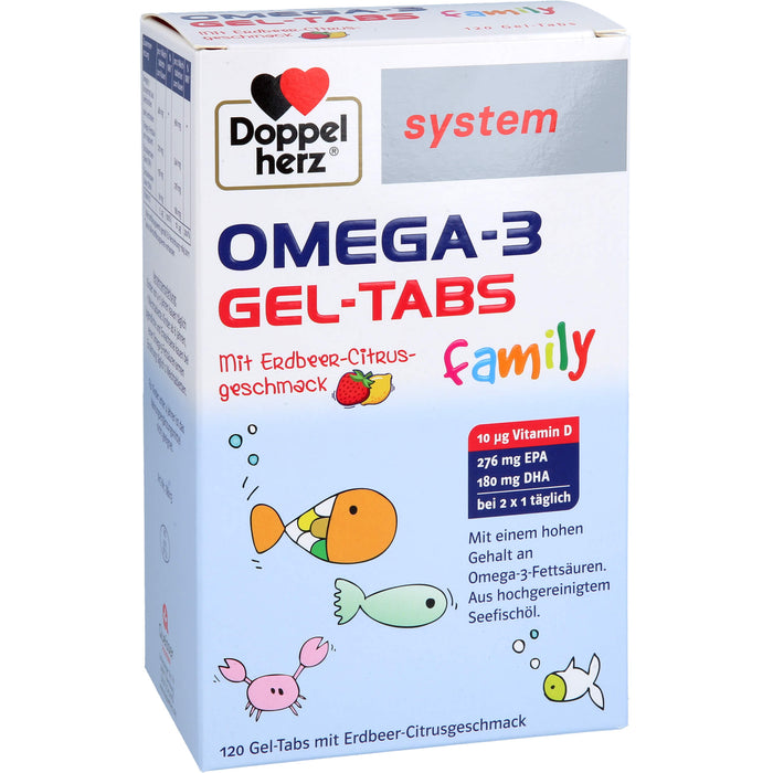 Doppelherz system Omega-3 family Gel-Tabs Erdbeer-Zitrusgeschmack, 120 pc 
