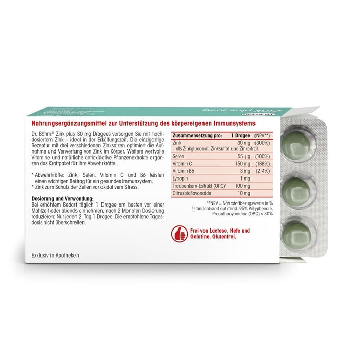Dr. Böhm Zink plus 30 mg Dragees, 30 pcs. Dragées
