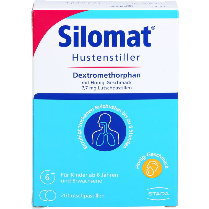 Silomat Hustenstiller Lutschpastillen mit Dextromethorphan gegen Reizhusten mit Honiggeschmack, 20 St. Pastillen