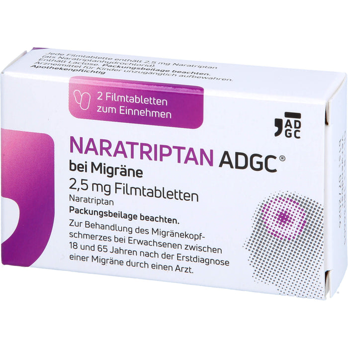 ADGC Naratriptan bei Migräne 2,5 mg Filmtabletten, 2 pcs. Tablets