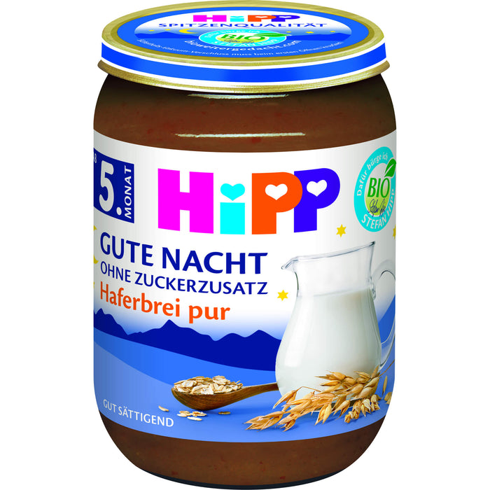 HIPP Gute Nacht Haferbrei pur ohne Zuckerzusatz ab dem 5.Monat, 190 g Brei