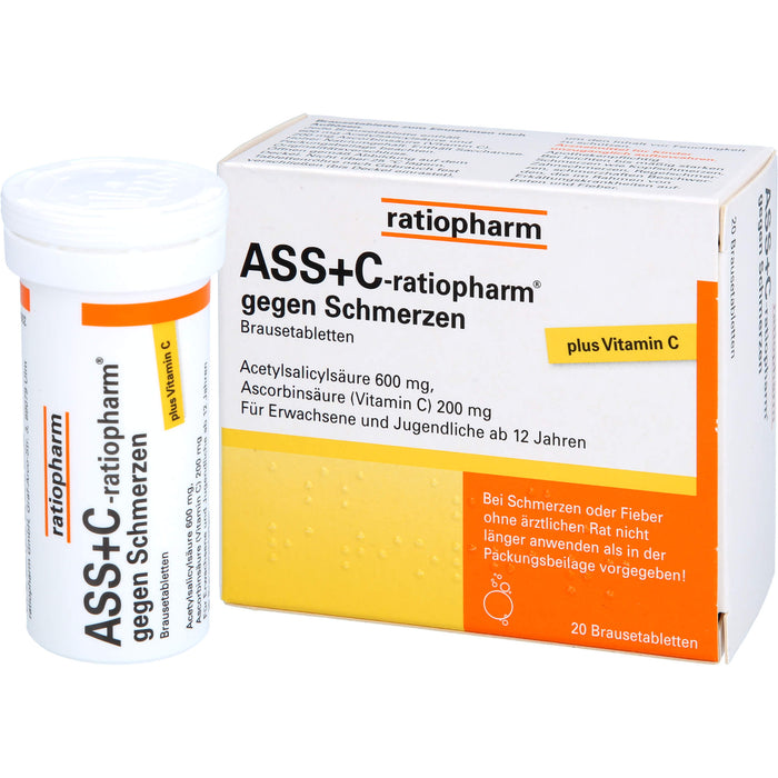 ASS+C-ratiopharm Brausetabletten gegen Schmerzen, 20 pcs. Tablets