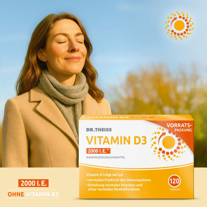 Dr. THEISS Vitamin D3 2000 I.E., 120 pc Tablettes