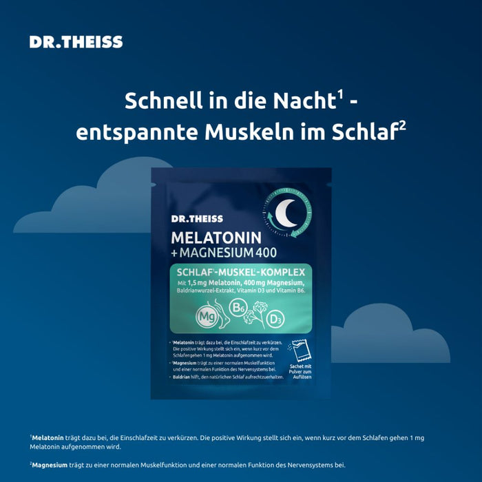 DR. THEISS Melatonin + Magnesium, Schlaf-Muskel-Komplex, 30 St. Beutel