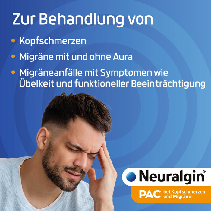 Neuralgin PAC  3-fach Wirkstoffkombination für schnelle Linderung bei Kopfschmerzen und Migräne, 20 St. Tabletten