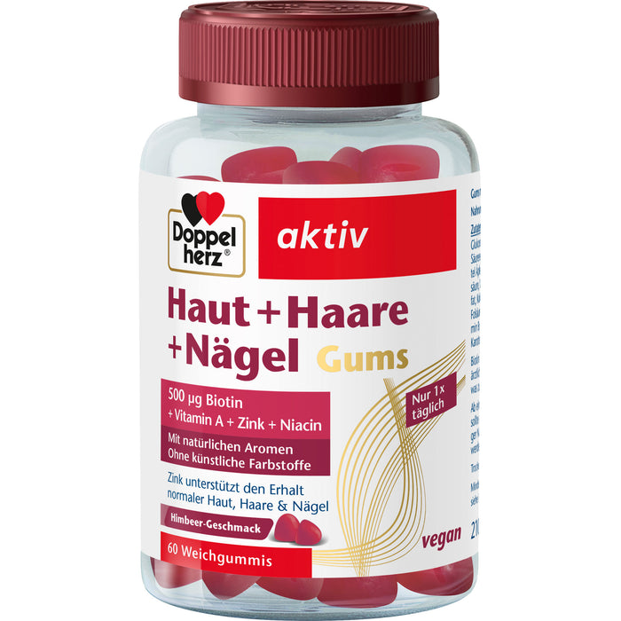 Doppelherz aktiv Haut + Haare + Nägel Gums mit Himbeer-Geschmack, 60 St. Gummidrops