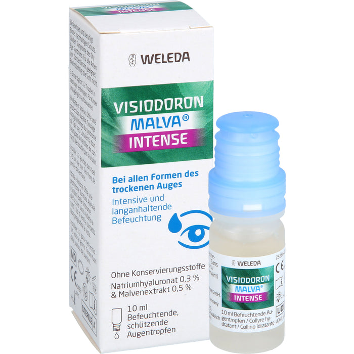 WELEDA Visiodoron Malva Intense befeuchtende Augentropfen bei trockenen Augen, 10 ml Lösung