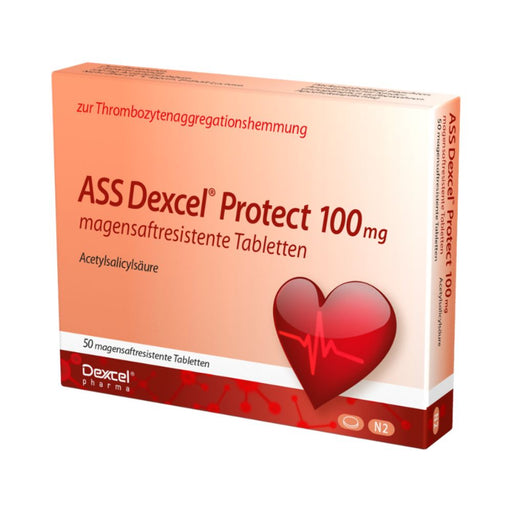 ASS Dexcel Protect 100 mg Tabletten bei Herz-Kreislauf-Erkrankungen, 50 St. Tabletten