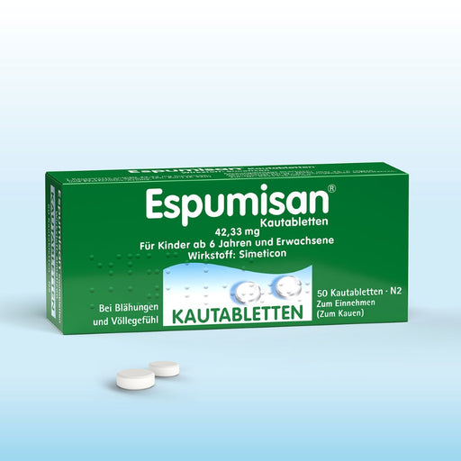 Espumisan Kautabletten bei Blähungen und Völlegefühl, 50 St. Tabletten