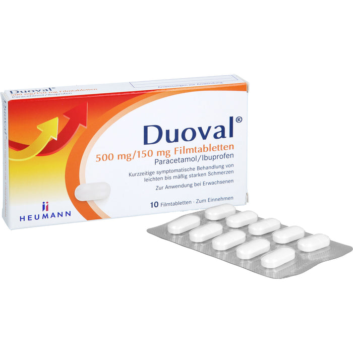 Duoval 500 mg Paracetamol / 150 mg Ibuprofen Filmtabletten, 10 pc Tablettes