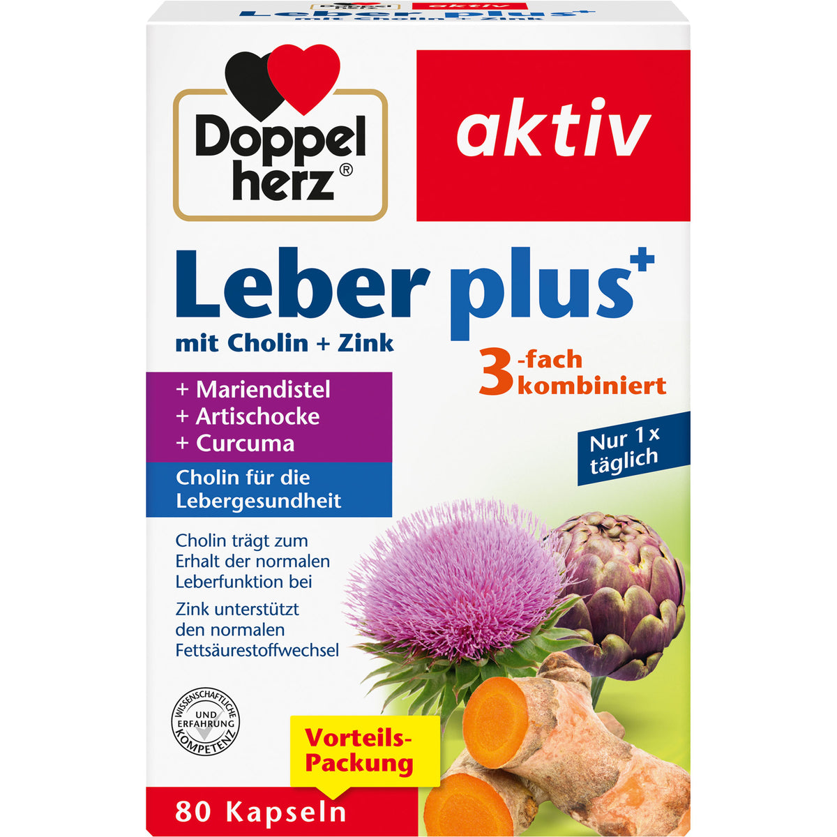 Doppelherz aktiv Leber plus mit Cholin und Zink Kapseln, 80 St. Kapsel ...