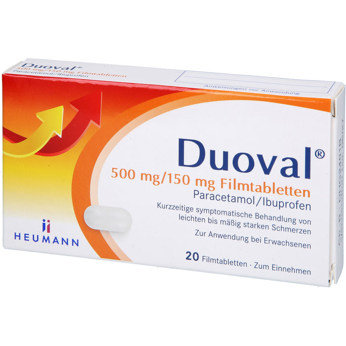 Duoval 500 mg Paracetamol / 150 mg Ibuprofen Filmtabletten, 20 pcs. Tablets