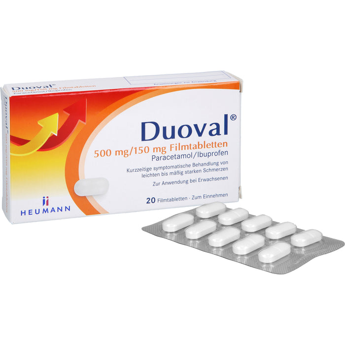 Duoval 500 mg Paracetamol / 150 mg Ibuprofen Filmtabletten, 20 pcs. Tablets