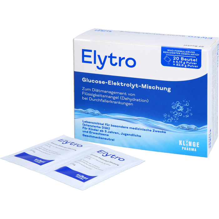 Elytro Glucose-Elektrolyt-Mischung bei Durchfallerkrankungen geschmacksneutral, 20 St. Beutel