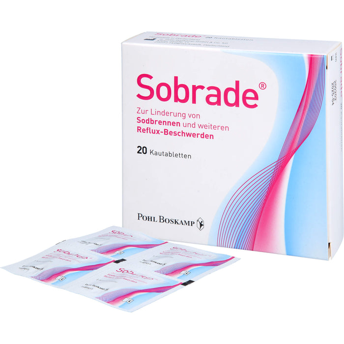 Sobrade Kautabletten zur Linderung von Sodbrennen und weiteren Reflux-Beschwerden, 20 pc 