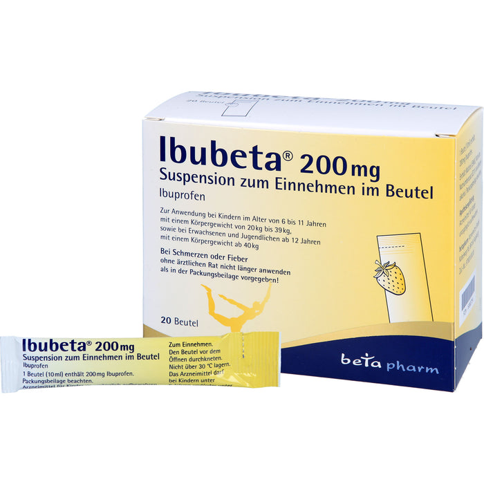 Ibubeta 200 mg Suspension bei Schmerzen oder Fieber, 20 pc Sachets