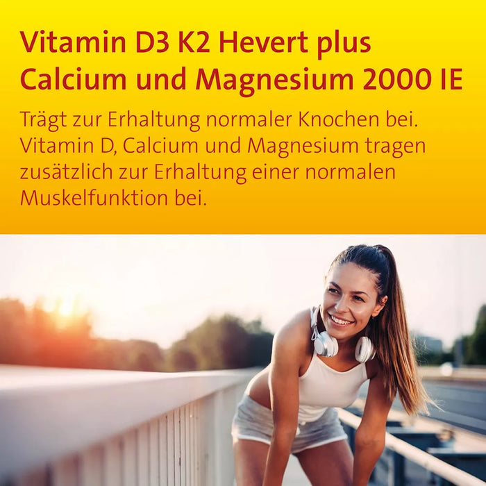 Vitamin D3 K2 Hevert plus Calcium und Magnesium 2000 IE, 60 St., 60 pc Capsules