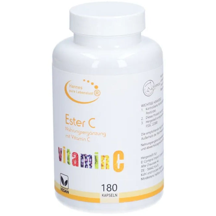 Hannes pure Lebenslust Ester C vegetarische Kapseln, 180 pcs. Capsules