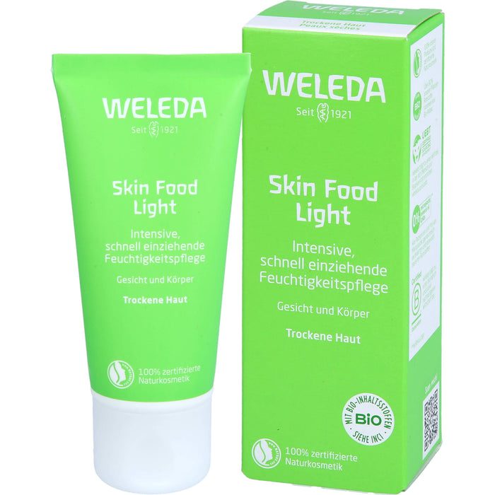 WELEDA Skin Food Light intensive, schnell einziehende Feuchtigkeitspflege für Gesicht und Körper, 30 ml Creme
