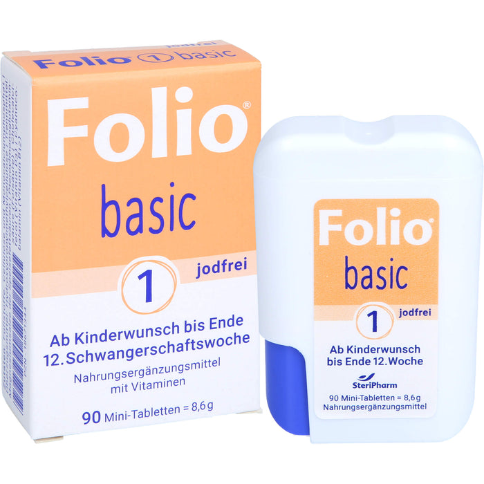 Folio 1 Basic jodfrei ab Kinderwunsch bis Ende 12.Woche, 90 pc Tablettes