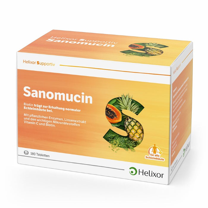 Helixor supportiv Sanomucin - mit pflanzlichen Enzymen, Linsenextrakt und den wichtigen Mikronährstoffen Vitamin C und Biotin, 180 St. Tabletten