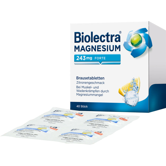 Biolectra Magnesium 243 mg forte Brausetabletten Zitronengeschmack, 40 pc Tablettes