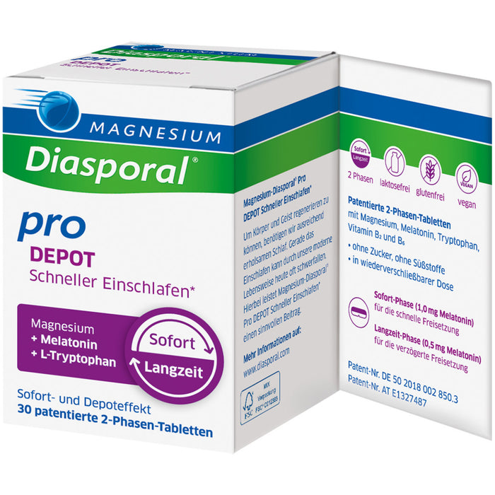 Magnesium-Diasporal pro Depot schneller Einschlafen Tabletten mit Melatonin und L-Tryptophan, 30 St. Tabletten