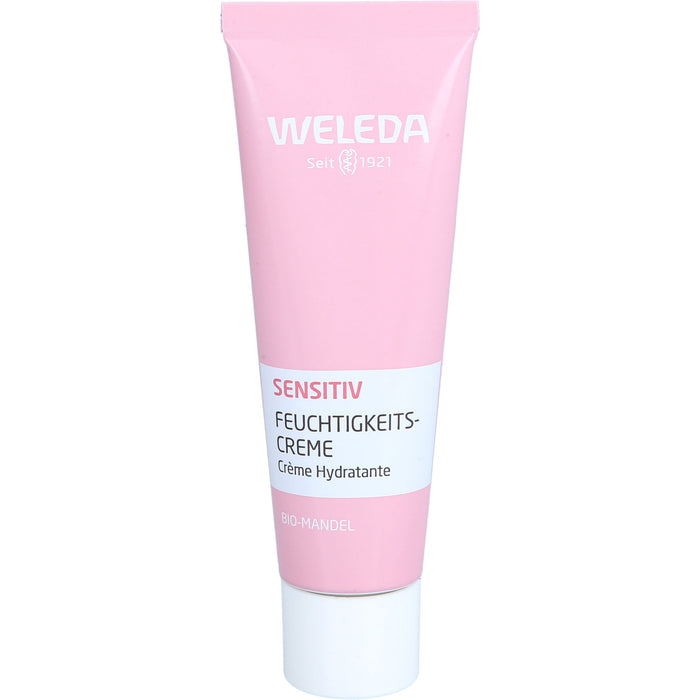 WELEDA sensitiv Feuchtigkeitscreme parfümfrei mit Bio-Mandelöl für sensible, trockene Haut, 30 ml Creme