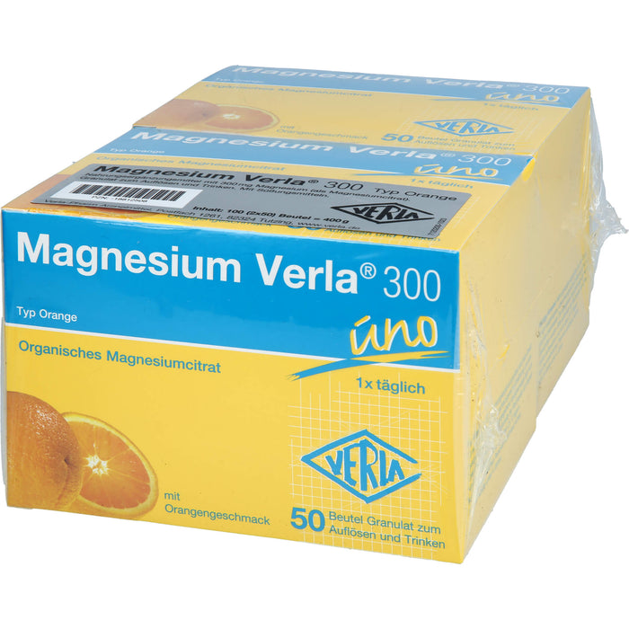 VERLA Magnesium 300 Trinkgranulat mit Orangengeschmack, 100 pcs. Sachets