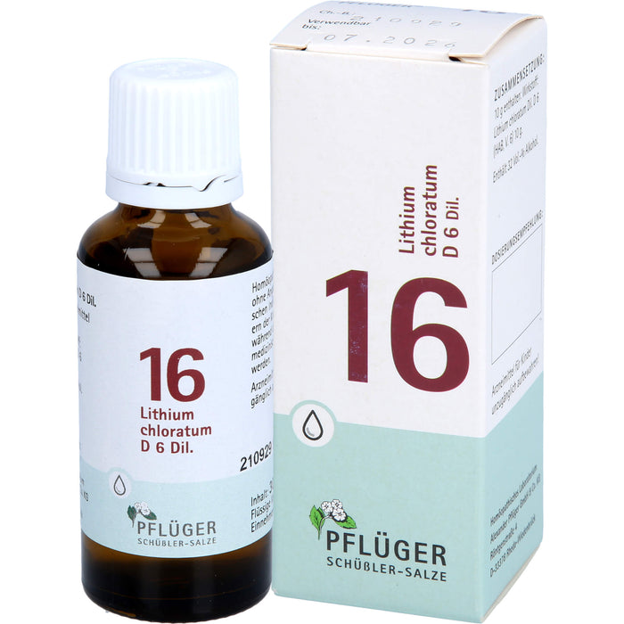 Pflüger Biochemie Nr.16 Lithium chloratum D6 Dilution, 30 ml Solution