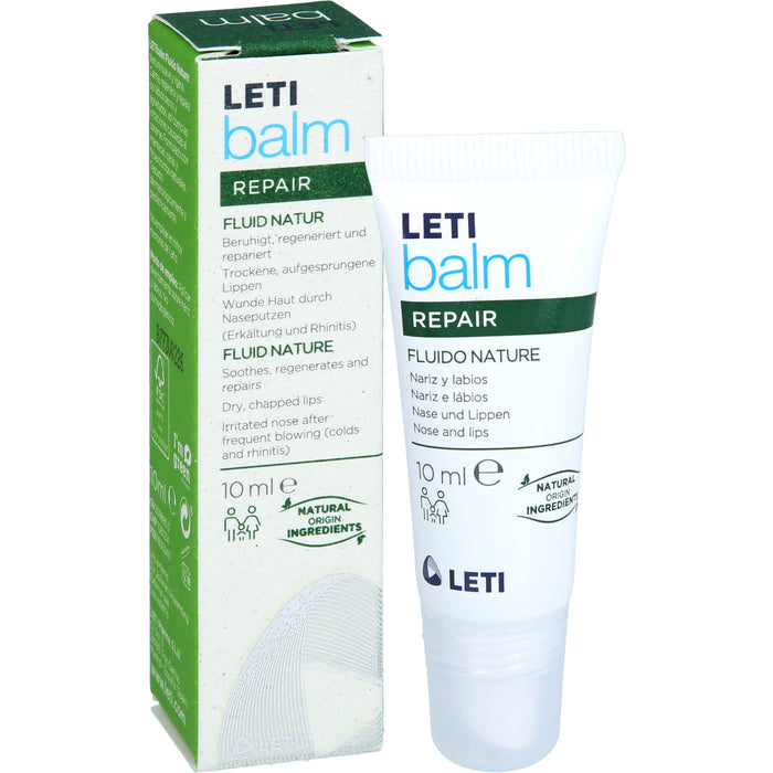 LETI balm Fluid Natur - Schützender Nasen- und Lippenbalsam bei trockener und rissiger Haut mit natürlichen Inhaltsstoffen, 10 ml Creme