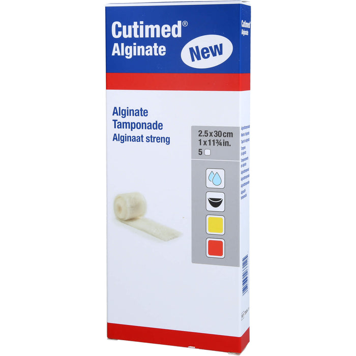 Cutimed Alginate 2,5x30cm Alginattamponade, 5 St TPO