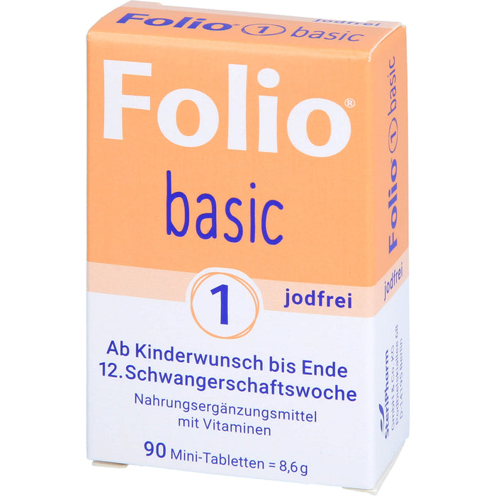 Folio 1 Basic jodfrei ab Kinderwunsch bis Ende 12.Woche, 90 pc Tablettes