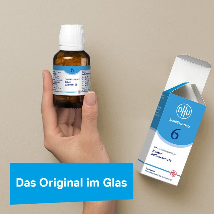 DHU Schüßler-Salz Nr. 6 Kalium sulfuricum D12 – Das Mineralsalz der Entschlackung – das Original – umweltfreundlich im Arzneiglas, 900 St. Tabletten
