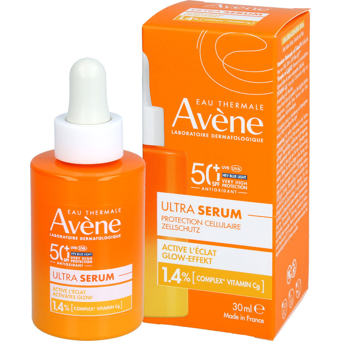 Avène Ultra Serum Glow Effekt LSF 50+ schützt vor UVB, UVA + HEV Blue Light Filter für eine aufhellende Wirkung, 30 ml Lösung