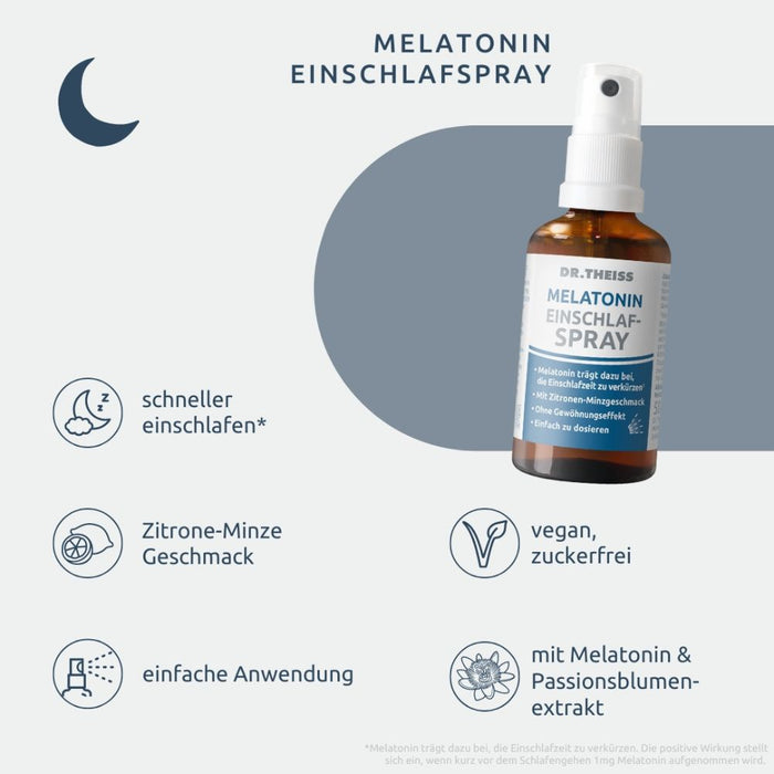 DR. THEISS Melatonin Einschlaf-Spray zur Verkürzung der Einschlafzeit, 50 ml Solution