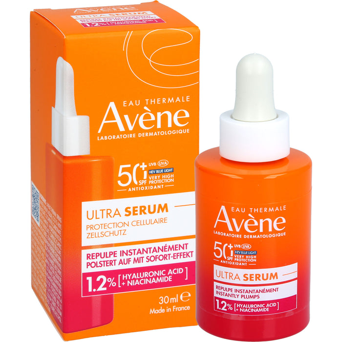 Avène Ultra Serum Aufpolsternd LSF 50+ schützt vor UVB, UVA + HEV Blue Light Filter reduziert Falten - verdichtet nach - strafft, 30 ml Solution