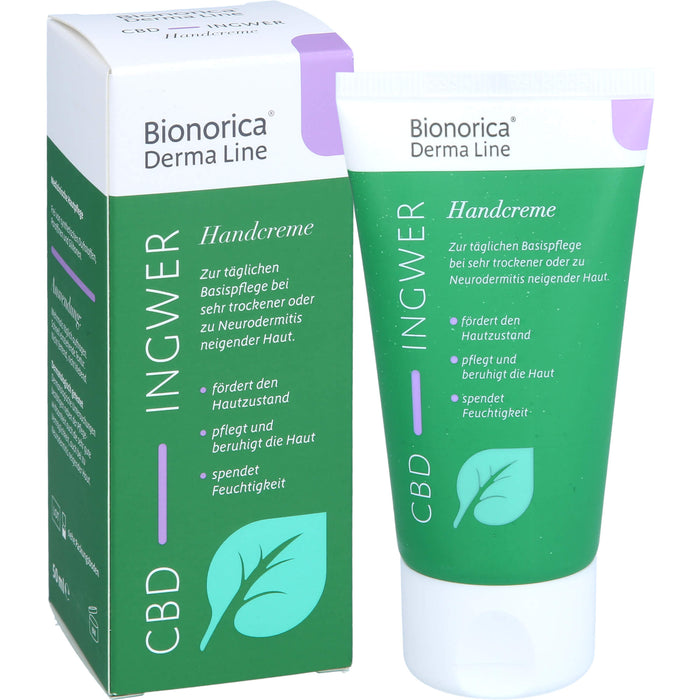 Bionorica Derma Line Handcreme Ingwer-CBD für sehr trockene oder zu Neurodermitis neigende Haut, 50 ml Creme