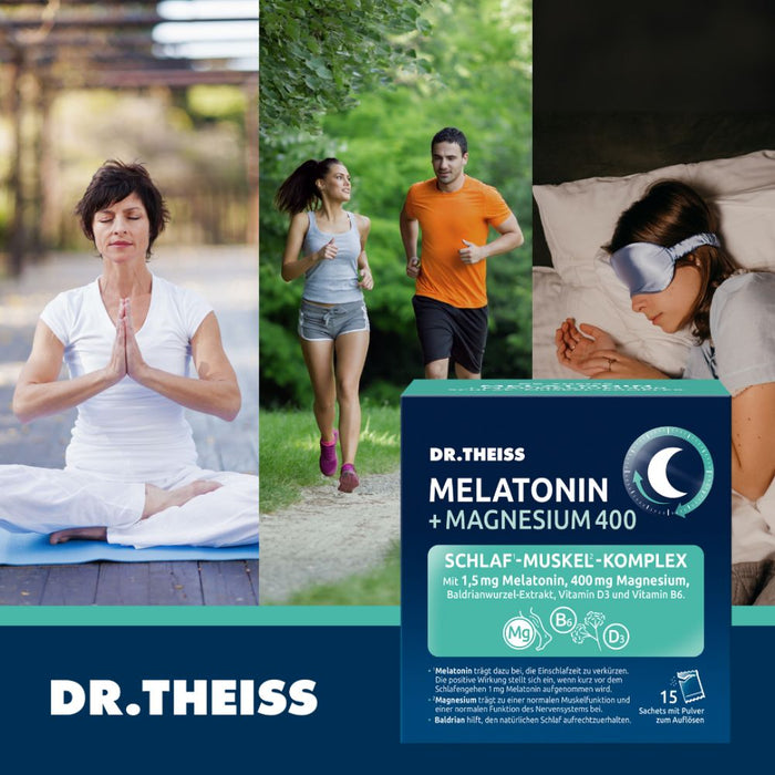 DR. THEISS Melatonin + Magnesium, Schlaf-Muskel-Komplex, 15 pcs. Sachets
