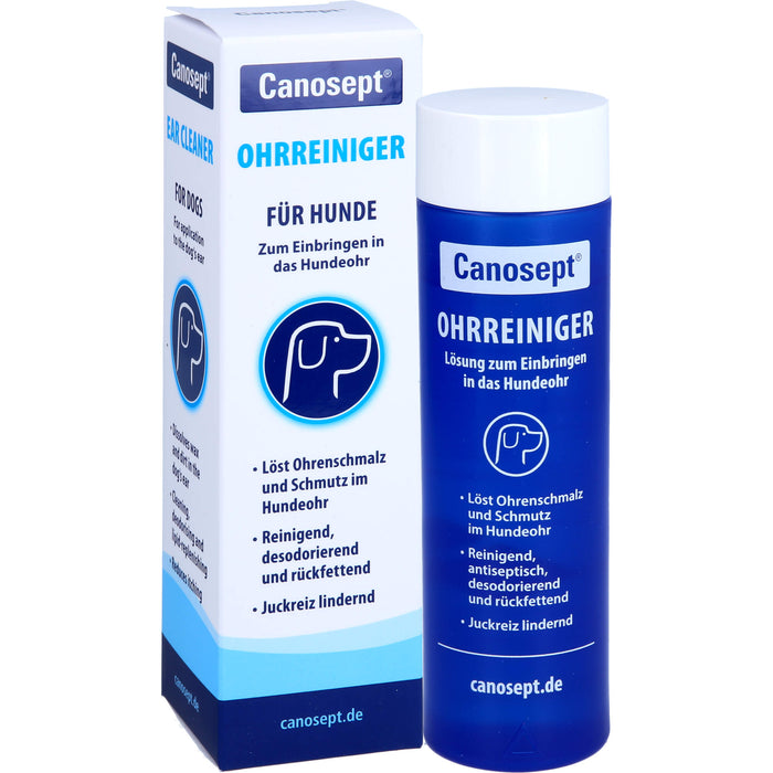 Canosept Ohrreiniger für Hunde löst Ohrenschmalz und Schmutz im Hundeohr, 125 ml Solution