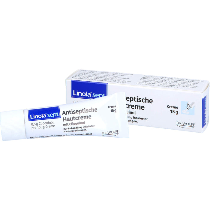 Linola sept Antiseptische Hautcreme mit Clioquinol Wundcreme bei abgeschürfter, entzündeter oder eitriger Haut, 15 g Cream