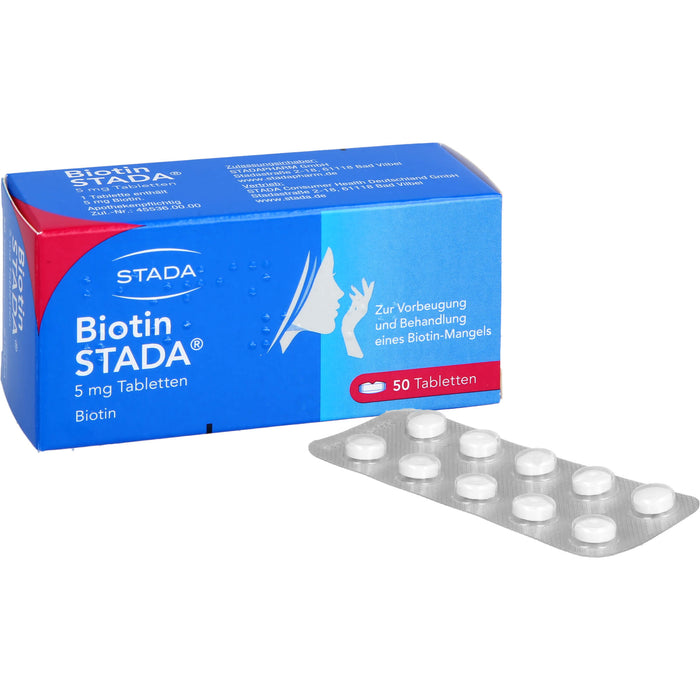 STADA Biotin Tabletten zur Vorbeugung und Behandlung eines Biotin-Mangels, 50 pcs. Tablets