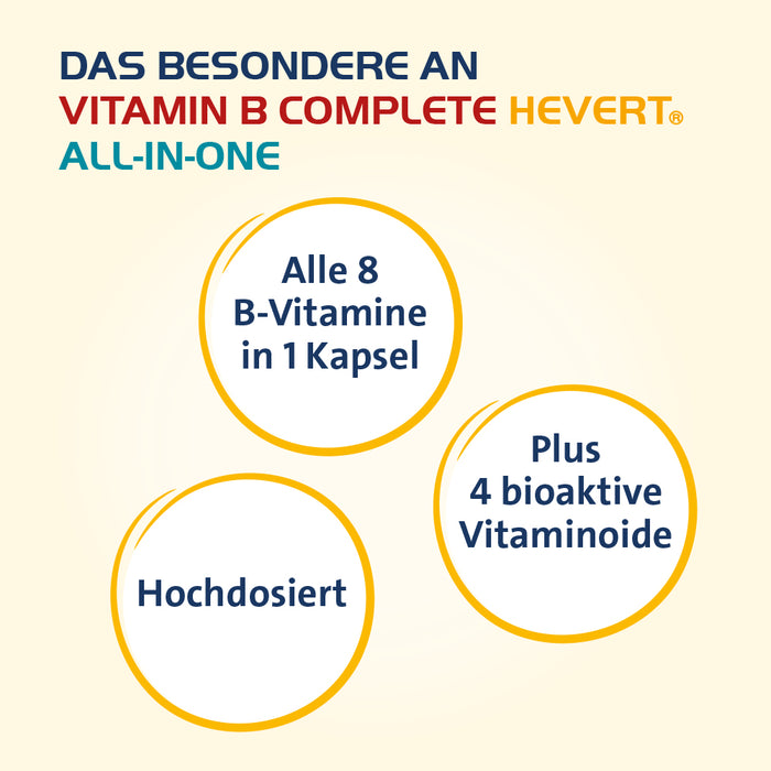 Vitamin B Complete Hevert All-in-One mit allen 8 Vitaminen des B-Komplexes und 4 bioaktiven Vitaminoiden, 120 pcs. Capsules