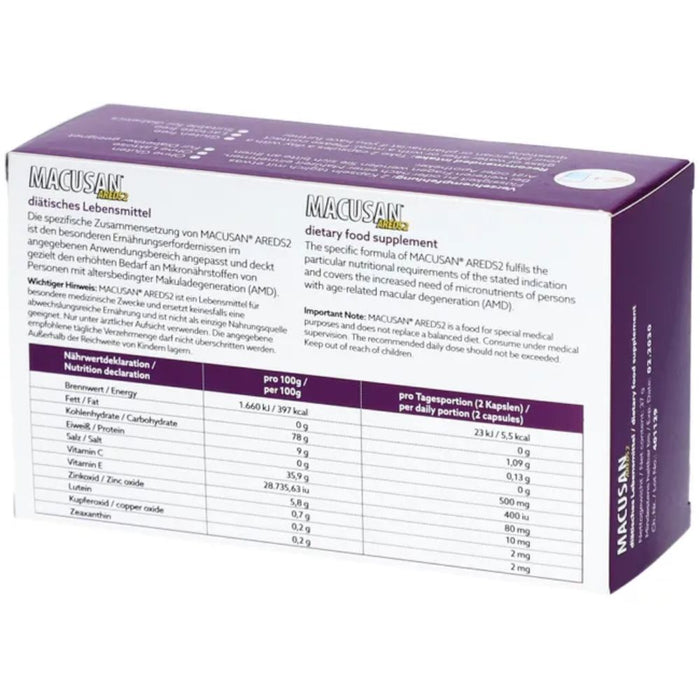 Macusan Areds2 Kapseln zum Erhalt normaler Sehkraft, 60 pcs. Capsules