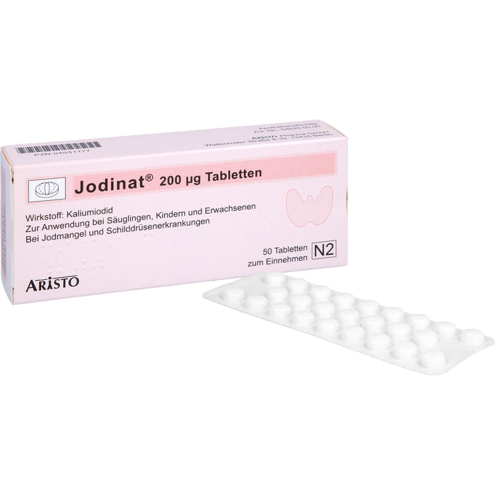 Jodinat 200 µg Tabletten bei Jodmangel und Schilddrüsenerkrankungen, 50 pcs. Tablets