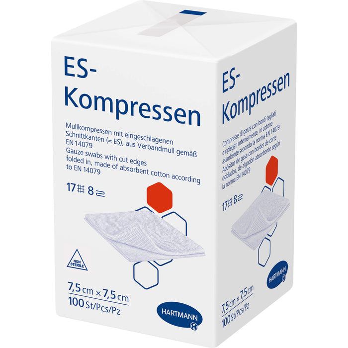 ES-Kompressen unsteril 8fach 7,5 x 7,5 cm, 100 pc Compresses