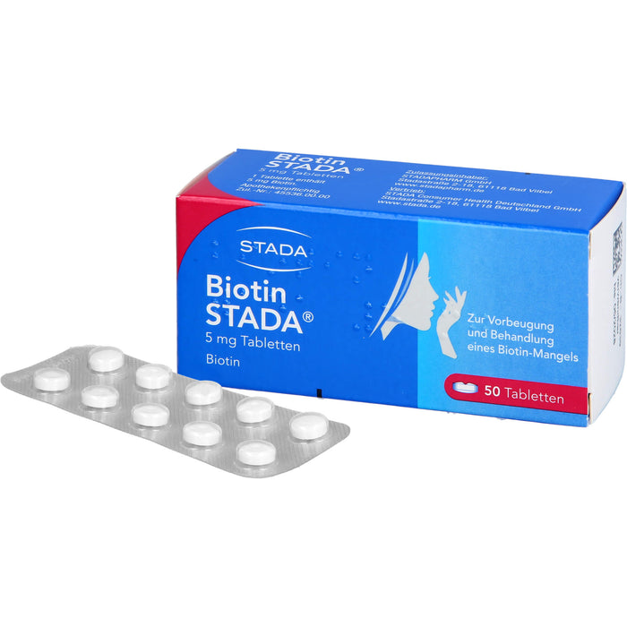 STADA Biotin Tabletten zur Vorbeugung und Behandlung eines Biotin-Mangels, 50 pcs. Tablets