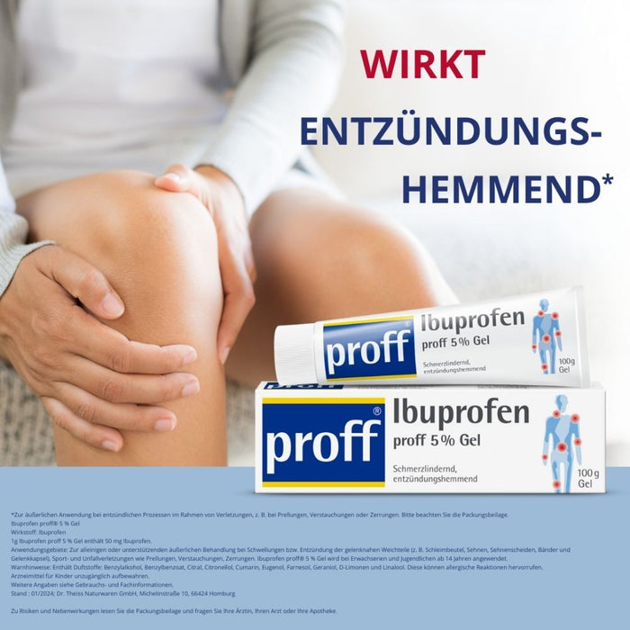 Proff Ibuprofen 5 % Gel schmerzlindernd und entzündungshemmend, 100 g Gel
