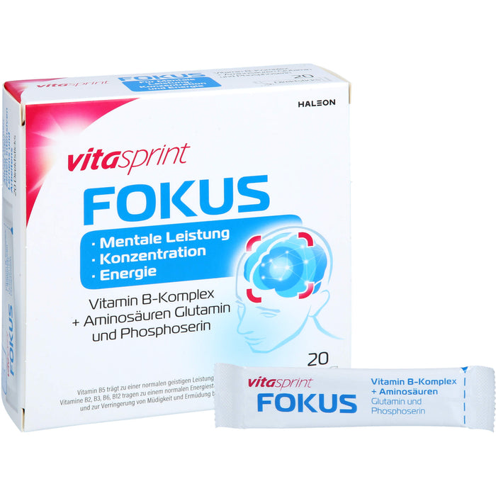 Vitasprint Fokus Direktsticks Vitamin B5 für mentale Leistungsfähigkeit, Konzentration und Energie, 20 pcs. Sachets